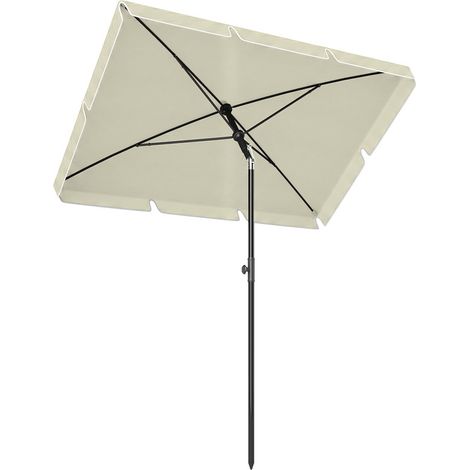 Parasol de jardin Parasol droit rectangulaire inclinable alu métal polyester haute densité 2 x 1,3 m beige clair (1/4)