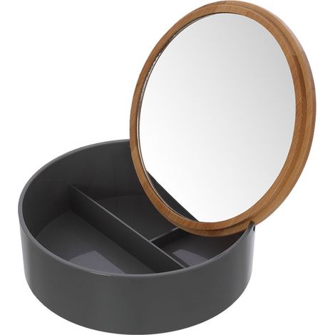 Organizer Trucchi e Cosmetici con Specchio in Bambù Smack - Colore: Grigio