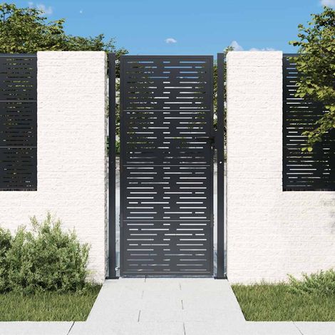 Portail de jardin-Portillon de jardin Anthracite 100x175 cm Acier Design carré (1/5)
