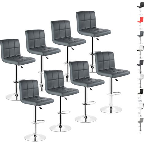 Hofuton Lot de 8, Tabouret de Bar, Métal Similicuir, Gris (1/5)