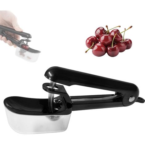 Dénoyauteur de Cerises Manuel en Acier Inoxydable Noir Avec Bac de RéCupéRation Pour Cerises Et Fruits, Facile à Nettoyer, idéal Pour La Cuisine, Le Camping et Les Voyages (1/5)