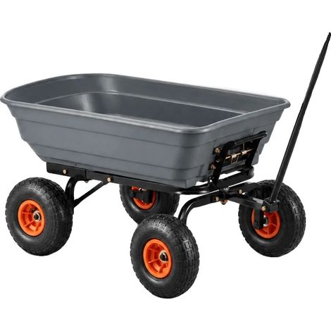 Carrello da giardino, capacità di carico 350 kg, pneumatici da 10 pollici, colore grigio. (1/2)
