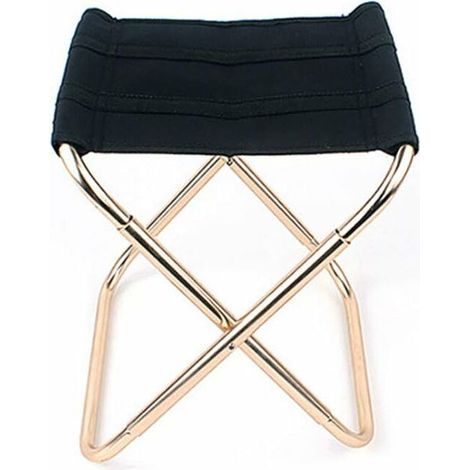 Folding Stool, Outdoor Portable Folding Aluminum Chair for Camping, Travel, Fishing, Seat, Black, 22x27cm (1/5)