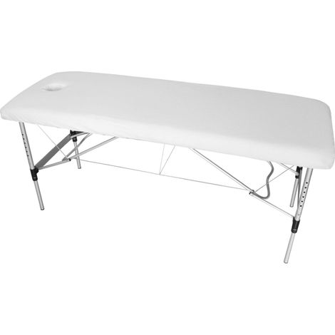 Lot de 2 draps-housses pour table de massage - Flanelle - Blanc - Vivezen (1/3)