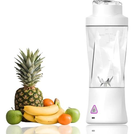 Licuadora/extractor de jugo portátil，recargable por USB，capacidad de 700 ml/24 oz，ideal para batidos，viajes y la oficina (blanco) (1/5)