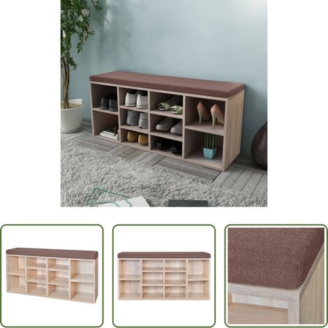 Schuhbank - Schuhschrank Schuhbank Sitzbank 10 Fächer Eichefarbe (1/5)