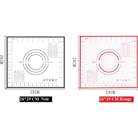 Alfombrilla Para Hornear De Silicona Antiadherente MINKUROW Con Medidas 2 Uds Para 29x26cm (Rojo + Negro) (1/4)