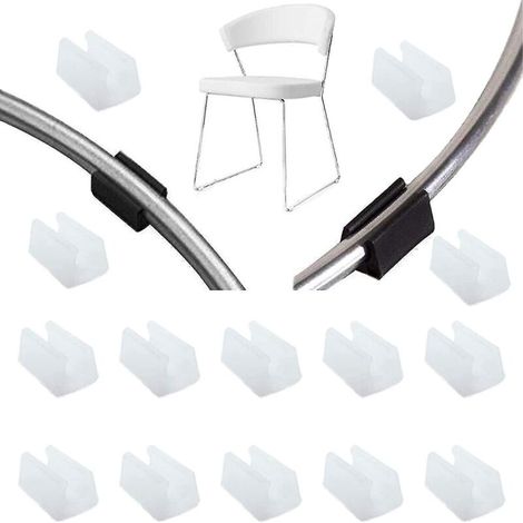 Packung mit 32 Schutzkappen für Stuhlbeine, aus U-förmigem Kunststoff (10 mm, weiß), für Möbel und Fußböden (10 mm). (1/4)