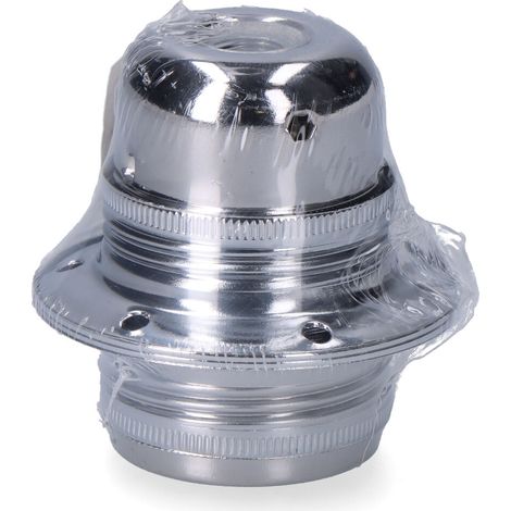 Portalámparas e27 metálico, 100 w 250 v, plata, ø60 x 40 mm (retractilado) (1/2)