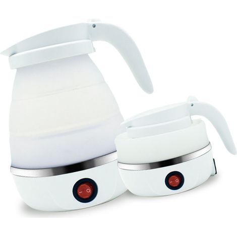 Bouilloire électrique pliable en silicone, portable pour voyage, chauffe eau rapide pour café et thé, prise US, blanc (1/5)