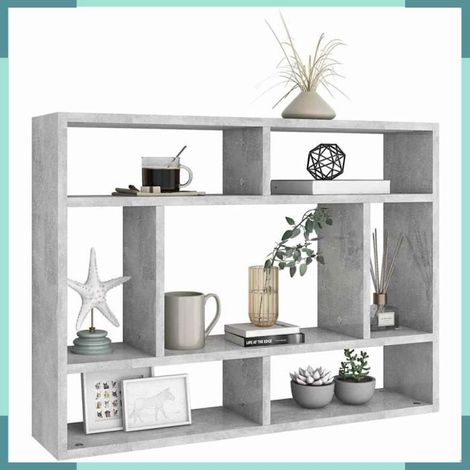 803006 étagère murale Gris béton 75x16x55 cm Bois d'ingénierie (1/4)