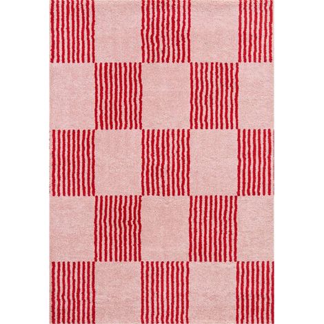 Tapis rouge moderne épais doux à poils longs - 80 x 140 cm (1/5)