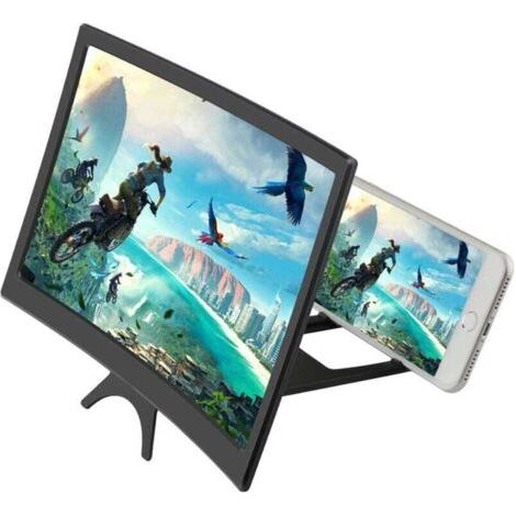 Phone Screen Magnifier, 12" Foldable 3D Screen Smartphone Amplifier, 3-4x Zoom with Curved Surface Design, Magnifying Film for All Smartphones