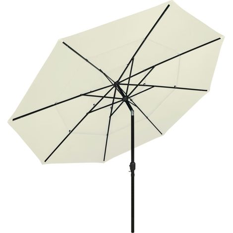 Maison Exclusive - Parasol de jardin à 3 niveaux avec mât en aluminium sable 3,5 m