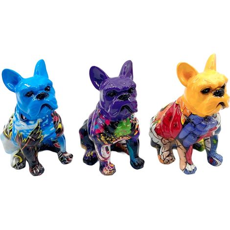 Statuina decorativa multicolore a forma di Bulldog Pop Art per la casa e l'ufficio, ideale come regalo creativo e originale
