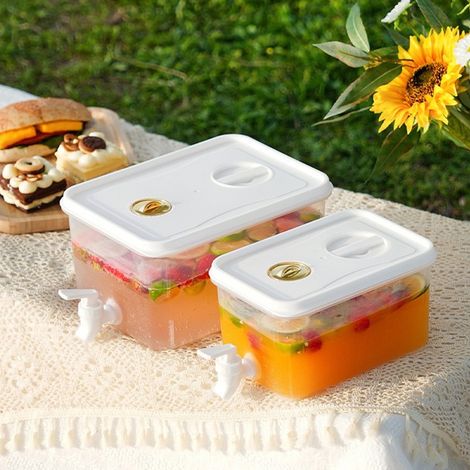 Distributeur De Boissons Pour Frigo - Seau À Eau En Plastique Avec Robinet - Contenant Réfrigéré Pour Limonade Ou Infusions - 24 5 X 17 X 14 Cm - 1 Pièce (1/5)