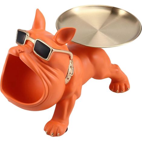 Ornements de rangement en forme de bouledogue, vide-poches pour clés de porte, plateau à bonbons, style nordique, décoration intérieure (1/5)