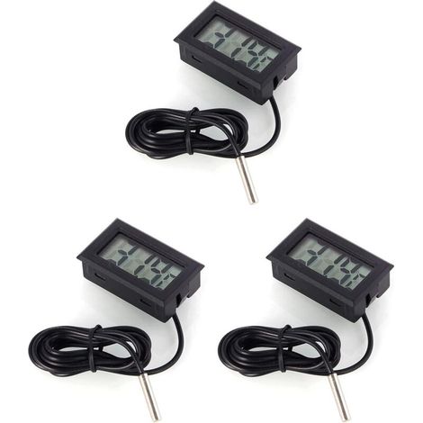 Bardusch - Monitor de Temperatura Digital LCD Termómetro con sonda Externa para el refrigerador y congelador Acuario -Black (1/5)
