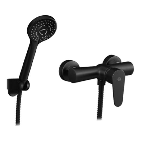 Mitigeur exte'rieur monocommande avec inverseur Lizzy noir mat avec douchette