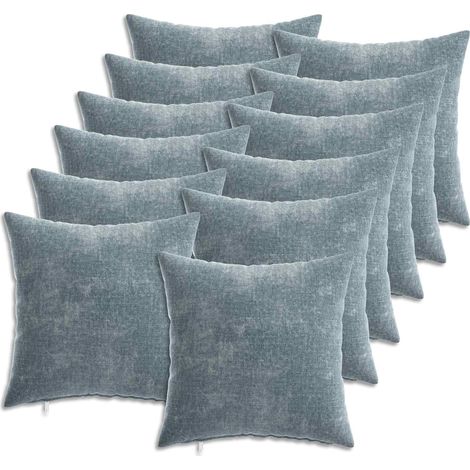 Federa 12 pz HEERLEN Azzurro 40 x 40 cm Tessuto Chenille vidaXL