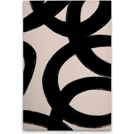 Leinwandbild Minimalistisch Schwarz Beige M1-No.51513 - Kunstdruck auf Leinwand in Creme Schwarz - Wandbild 30 x 45 cm