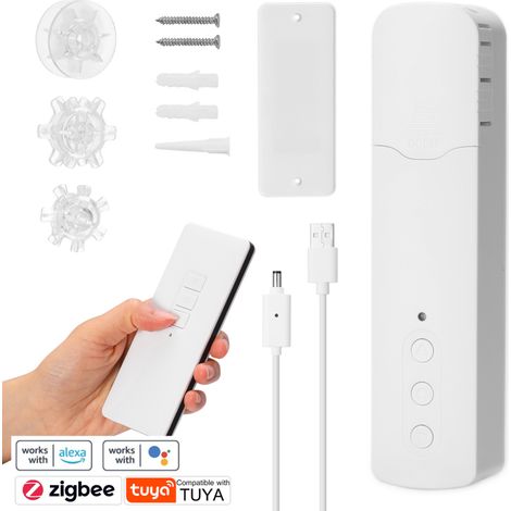 Moteur de rideau à perles intelligent rechargeable TM616EGBZTN, compatible avec Google Home, contrôlable via application mobile et commande vocale, silencieux. (1/5)