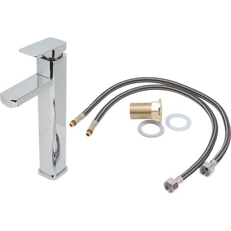 Robinet de lavabo carré en acier inoxydable chromé monotrou, mitigeur facial pour salle de bain, eau chaude et froide.
