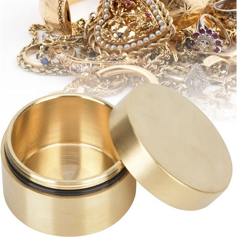 Boîte de Rangement Étanche en Laiton pour Pièces et Bijoux - Forme Ronde, Protection Contre la Poussière et l'Humidité (Taille M) (1/5)