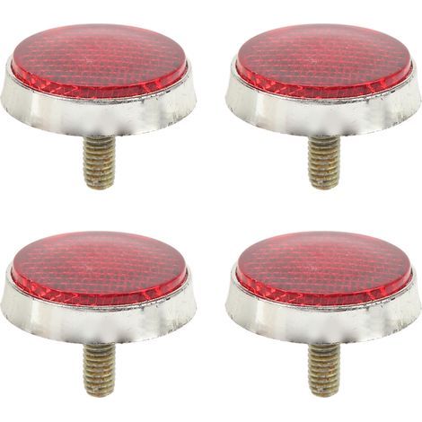 Reflectores redondos de 42 mm, 4 unidades, alto brillo, impermeables, elegantes, rojos, seguros para rosca M6, motocicletas, quads, scooters y bicicletas. (1/5)