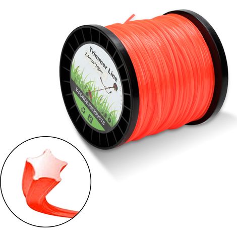 Wolketon Mähfaden 100M Rund/Stern/6-skant Trimmerfäden Ersatz 2,4mm Orange