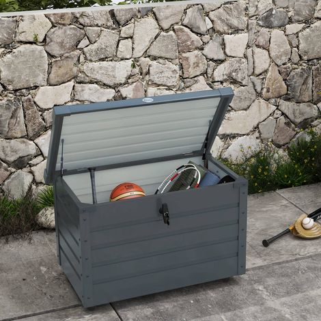 Coffre de jardin xxl 100 cm avec roues et cadenas rangement extérieur imperméable (1/5)