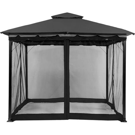 Tissu de moustiquaire, accès zippé, design pliable, Filet noir uniquement, L360xW360xH230CM (1/2)