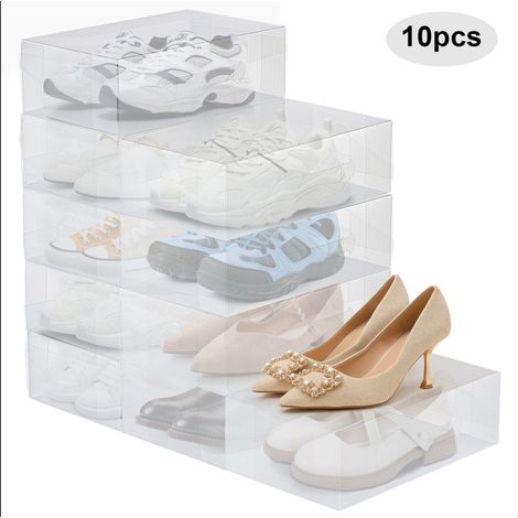 JF HOME BLISS10 Pack Shoe Storage Boxes Stackable Storage Plastic Shoe Organiser Box Set (1/5)