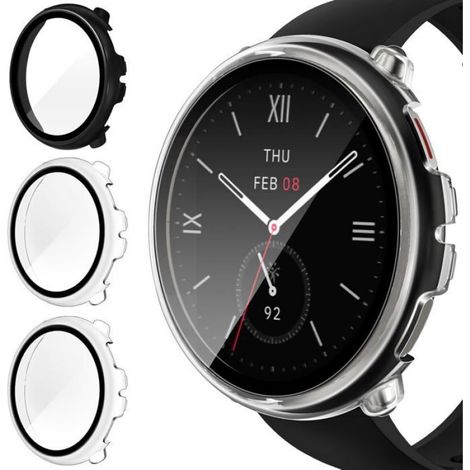3 Pièces Coque PC avec Verre Trempé pour Amazfit Active 2 Ronde, Protection Intégrale Ultra Mince, Installation Facile, Sport (1/5)