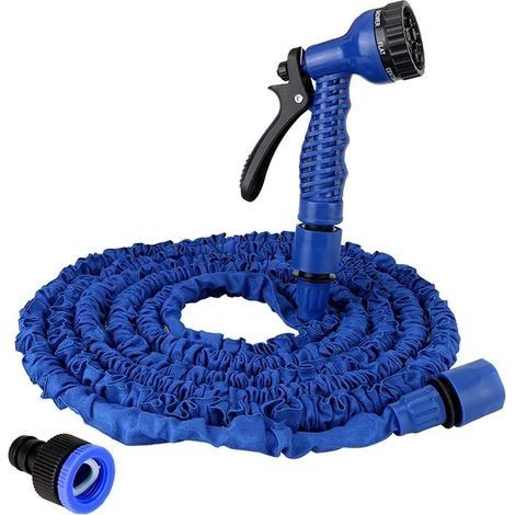 Tuyau d'arrosage avec pulvérisateur, télescopique 100 Pieds -7 Fonctions de pulvérisation, pulvérisateur Haute Pression adapté au Nettoyage de la Maison, du Jardin et de la Voiture (100ft,Blue) (1/5)