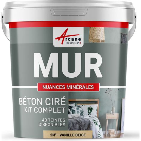 béton ciré, mur, couleur, enduit décoratif, enkit, gris, blanc, beige - 2 m² - Mate Vanille Beige - ARCANE INDUSTRIES (1/5)