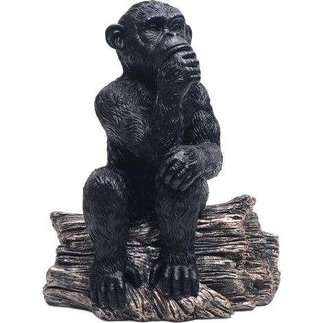 Statue Singe Penseur en Résine Noire,17x13cm, pour sculpture pour Décoration Intérieure, Bureau et (1/5)