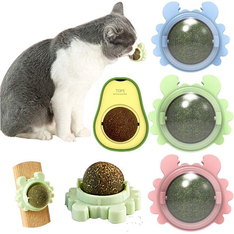 Katzenminze-Bälle, 3 Stück, drehbarer Wand-Katzenminze-Ball