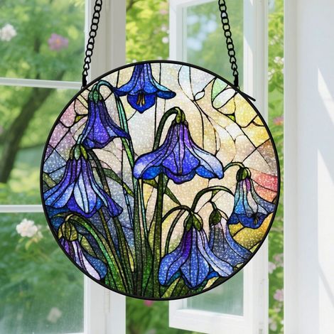 Suspension en vitrail - Attrape-soleil artistique élégant coloré, décoration fenêtre unique, cadeau Fête des Mères, Noël pour femme, homme 9cm (1/5)