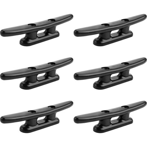 6 Pièces Taquets Amarrage Bateau Nylon 4 Pouces Noir pour Canoë et Quai (1/4)
