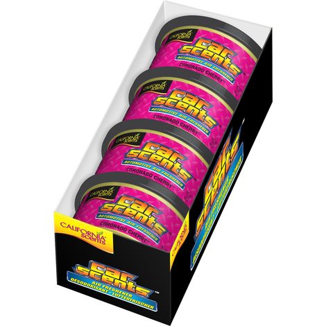 Pack de 4 Ambientadores de coche en Lata - Fragancia Duradera de Cereza (Hasta 30 Días) - Control de Intensidad de Olor para un Ambiente Fresco y Personalizado en tu Coche, 42g