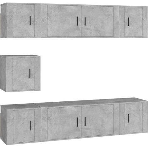 Set di mobili da 7 pezzi tra cui armadio credenza mobile TV soggiorno/camera da letto/salotto legno ingegnerizzato grigio 020025169
