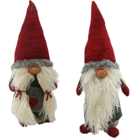 Gnomo babbo babba di natale lui lei rosso e bianco decorazioni addobbi natalizi 53cm idea regalo set da 2 (1/5)