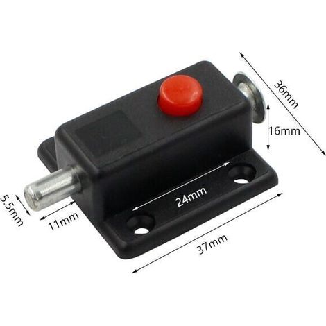 Targette Lock, verrou de sécurité automatique à bouton-poussoir à ressort pour armoires, portes intérieures et extérieures, fenêtres, penderies, chambres, salles de bains - 4 (1/4)
