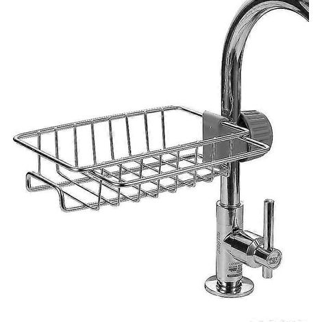 Porte-éponge/porte-robinet de cuisine/salle de bain en acier inoxydable (17 x 10 x 4 cm, argent), ladaceae (1/5)