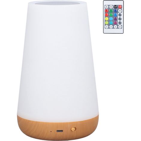 Stimmungsleuchte mit 7 Farben, Touch-Funktion, tragbare Sensor-Nachttischlampe, RGB-Nachtlicht mit Farbwechsel, USB-aufladbar, für Schlafzimmer/Büro/Flur (mit Fernbedienung und eingebautem Akku). (1/5)