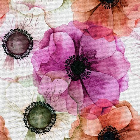 Tela decorativa para exteriores Oxford - motivo de flores pintadas 7 I DX129 (1/5)