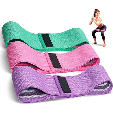 Bandes de résistance pour les hanches, ensemble de bandes de fitness avec sangle de yoga à 3 niveaux de résistance, bande d'entraînement et de soutien pour l'entraînement des jambes, le renforcement m (1/5)