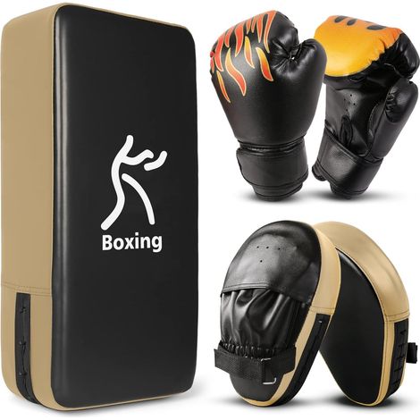 Gants de Boxe avec Pattes d'ours et Kick Shield Enfants Junior, Gants MMA Cuir 3 en 1 pour Boxing Kickboxing Muay Thai Karate Sparring Trainning Combat (1/5)