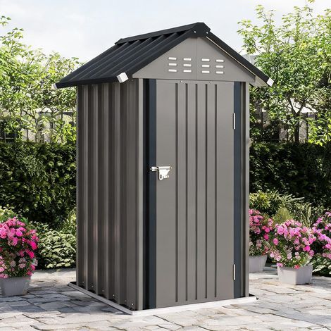 Abri de jardin métal compact avec toit en pente 122 x 121 x 192 (1/5)
